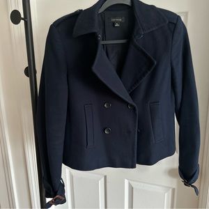 Ann Taylor cropped Navy Blur wool peacoat